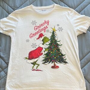 Old Navy Grinchy Greetings White Tee
